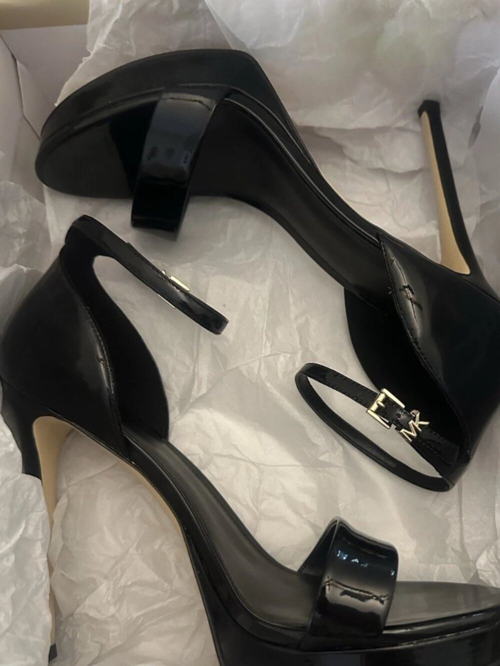 Michael Kors Jordyn Black Patent Leather Platform Sandal New In Box Size 8M - Picture 2 of 5